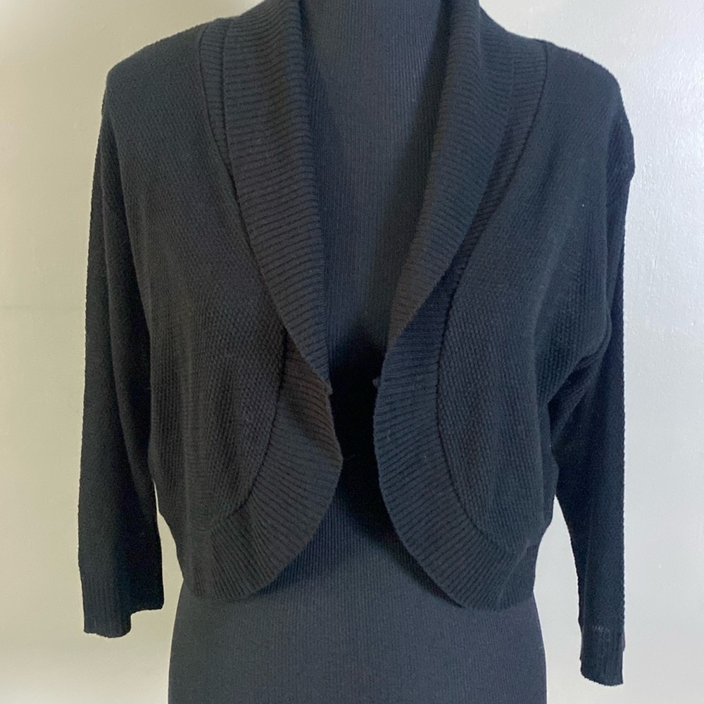 Maurices Black Cropped Open Front Cardigan Sweater Lightweight 3/4 Sleeves L NWT